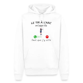le tir à l'arc m'appelle de la collection 'appel" - Sweat à capuche Premium bio Homme - blanc - Devant - Nico (187cm)