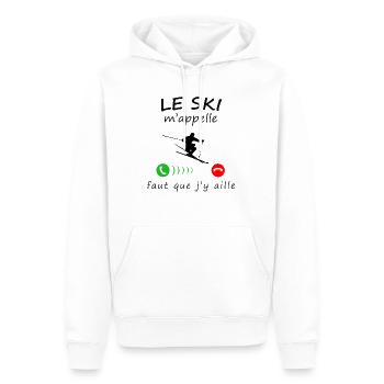 le ski m'appelle de la collection "appel" - Sweat à capuche Premium bio Homme - blanc - Devant - Nico (187cm)