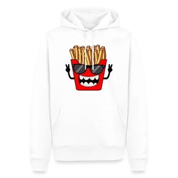 Pommes Frites Fritten mit Sonnenbrille Lustig Cool - Männer Premium Bio Hoodie - Weiß - Vorne - Nico (187cm)