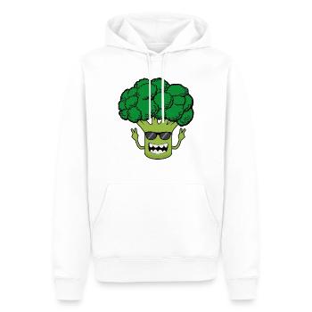 Brocoli Brocoli Légumes Drôle avec des lunettes de soleil - Sweat à capuche Premium bio Homme - blanc - Devant - Nico (187cm)