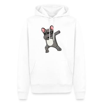 Französische Bulldogge Dabbing Tanzende Lustig - Männer Premium Bio Hoodie - Weiß - Vorne - Nico (187cm)