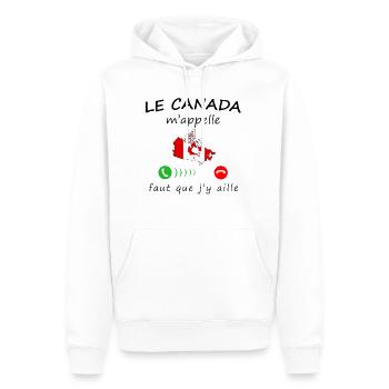 Le Canada m'appelle de la collection "appel" - Sweat à capuche Premium bio Homme - blanc - Devant - Nico (187cm)