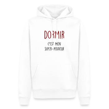dormir c'est mon super pouvoir - Sweat à capuche Premium bio Homme - blanc - Devant - Nico (187cm)