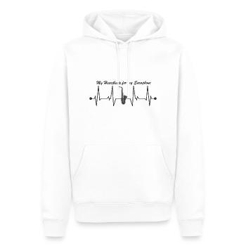 Saxophone Saxofon Herzschlag mit Spruch - Männer Premium Bio Hoodie - Weiß - Vorne - Nico (187cm)