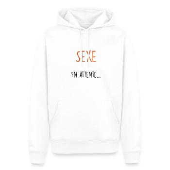 Sexe en attente - Sweat à capuche Premium bio Homme - blanc - Devant - Nico (187cm)