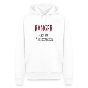 ranger c'est ma 1ère préoccupation - Sweat à capuche Premium bio Homme - blanc - Devant - Nico (187cm)