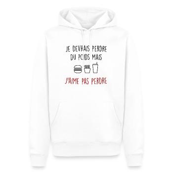 je devrais perdre du poids mais j'aime pas perdre - Sweat à capuche Premium bio Homme - blanc - Devant - Nico (187cm)
