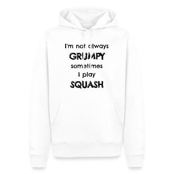 Ich bin nicht immer mürrisch manchmal spiele ich Squash. - Männer Premium Bio Hoodie - Weiß - Vorne - Nico (187cm)