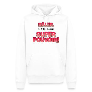 Râler c'est mon super pouvoir. Râleur. Râleuse. - Sweat à capuche Premium bio Homme - blanc - Devant - Nico (187cm)