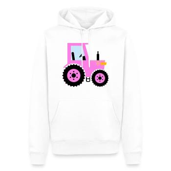 Tracteur rose pour les filles - Sweat à capuche Premium bio Homme - blanc - Devant - Nico (187cm)