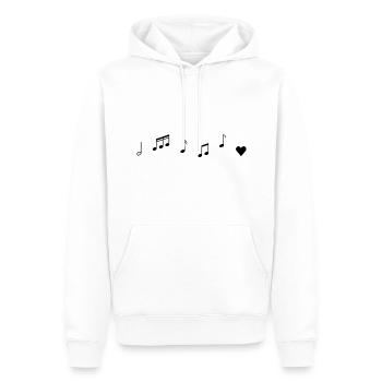 Notes de musique coeur - Sweat à capuche Premium bio Homme - blanc - Devant - Nico (187cm)