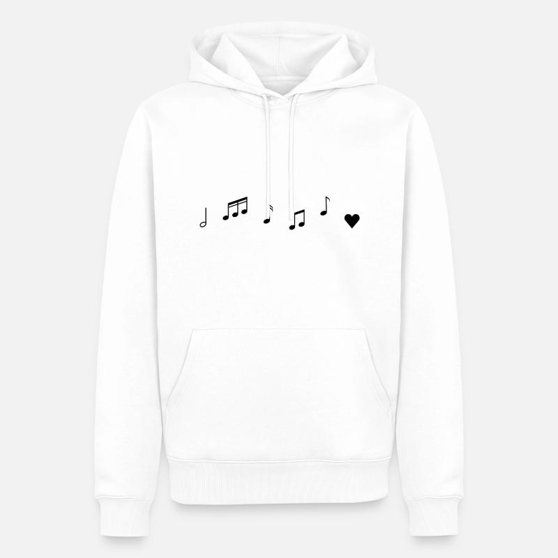 Notes de musique coeur - Sweat à capuche Premium bio Homme - blanc