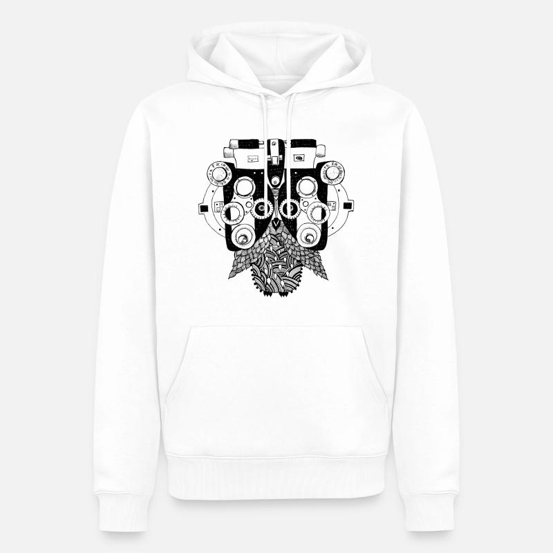 Phoropter Eule Augenoptik Optometrie - Männer Premium Bio Hoodie - Weiß