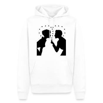 Love Silhouette – Valentine’s Day Couple Design - Männer Premium Bio Hoodie - Weiß - Vorne - Nico (187cm)