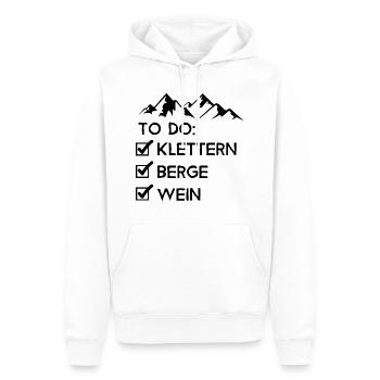 LISTE - Klettern, Berge, Wein - - Männer Premium Bio Hoodie - Weiß - Vorne - Nico (187cm)