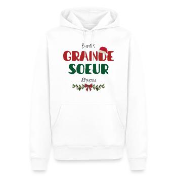 Bientôt Grande Soeur Noël - Sweat à capuche Premium bio Homme - blanc - Devant - Nico (187cm)