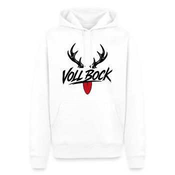 VOLL BOCK - Männer Premium Bio Hoodie - Weiß - Vorne - Nico (187cm)
