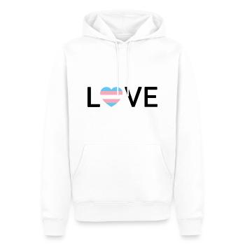 LOVE | Trans Transgender Pride | schwarze Schrift - Männer Premium Bio Hoodie - Weiß - Vorne - Nico (187cm)