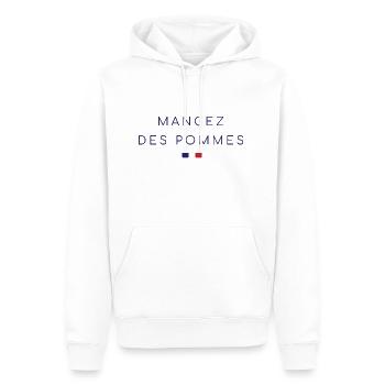 Mangez des pommes - Sweat à capuche Premium bio Homme - blanc - Devant - Nico (187cm)
