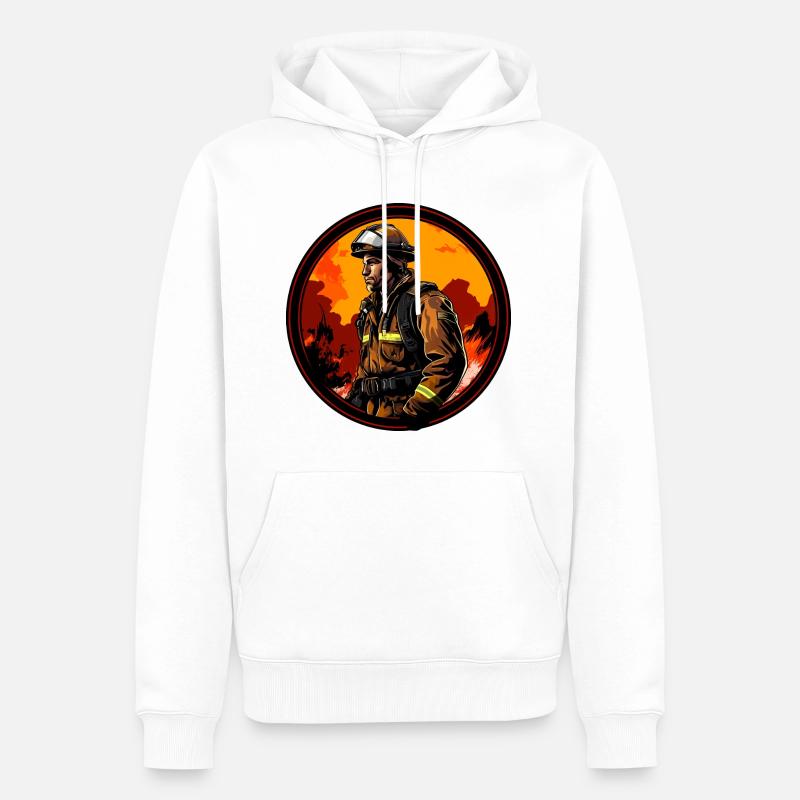 Pompier Pompier - Sweat à capuche Premium bio Homme - blanc