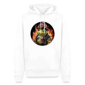 Grenouille des pompiers - Sweat à capuche Premium bio Homme - blanc - Devant - Nico (187cm)