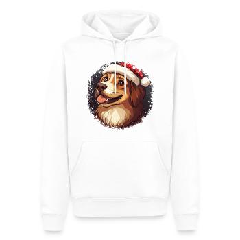 Chien Père Noël - Sweat à capuche Premium bio Homme - blanc - Devant - Nico (187cm)
