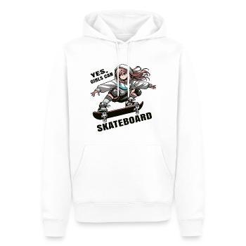 , les filles peuvent patiner - Skating Girls - Sweat à capuche Premium bio Homme - blanc - Devant - Nico (187cm)
