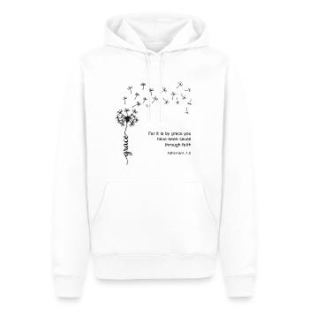 Grace Pissenlit Conception chrétienne Éphésiens 2:8 - Sweat à capuche Premium bio Homme - blanc - Devant - Nico (187cm)