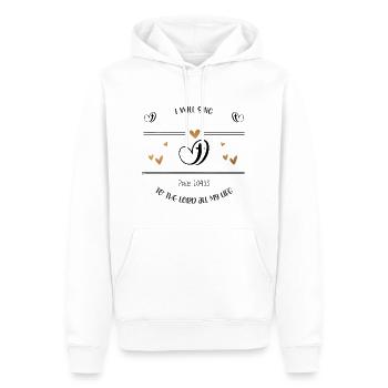 Christliches Design Ich werde dem Herrn singen - Männer Premium Bio Hoodie - Weiß - Vorne - Nico (187cm)