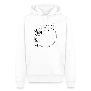 Christlicher Löwenzahn Design sei still Psalm 46:10 - Männer Premium Bio Hoodie - Weiß - Vorne - Nico (187cm)