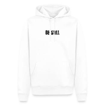 Sei still - Männer Premium Bio Hoodie - Weiß - Vorne - Nico (187cm)