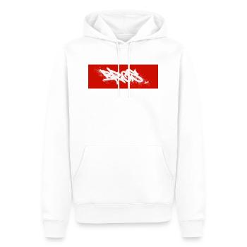 Brosgraffiti — Bros Tag Graffiti weiß rot Leipzig - Männer Premium Bio Hoodie - Weiß - Vorne - Nico (187cm)