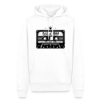 Cassette 1944 Vintage 1944 Millésime 1944 Cadeaux - Sweat à capuche Premium bio Homme - blanc - Devant - Nico (187cm)