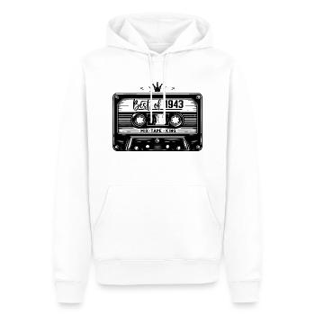 Cassette 1943 Vintage 1943 Millésime 1943 Cadeaux - Sweat à capuche Premium bio Homme - blanc - Devant - Nico (187cm)