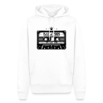 Cassette 2005 Vintage 2005 Millésime 2005 Cadeaux - Sweat à capuche Premium bio Homme - blanc - Devant - Nico (187cm)