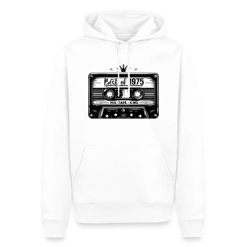 Cassette 1975 Vintage 1975 Millésime 1975 Cadeaux - Sweat à capuche Premium bio Homme - blanc - Devant - Nico (187cm)