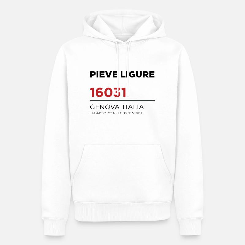Pieve Ligure - Sweat à capuche Premium bio Homme - blanc