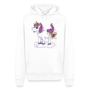 Lustig Pupsendes Einhorn frech mit Schmetterling - Männer Premium Bio Hoodie - Weiß - Vorne - Nico (187cm)
