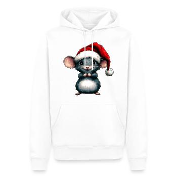 Souris du Père Noël - Sweat à capuche Premium bio Homme - blanc - Devant - Nico (187cm)
