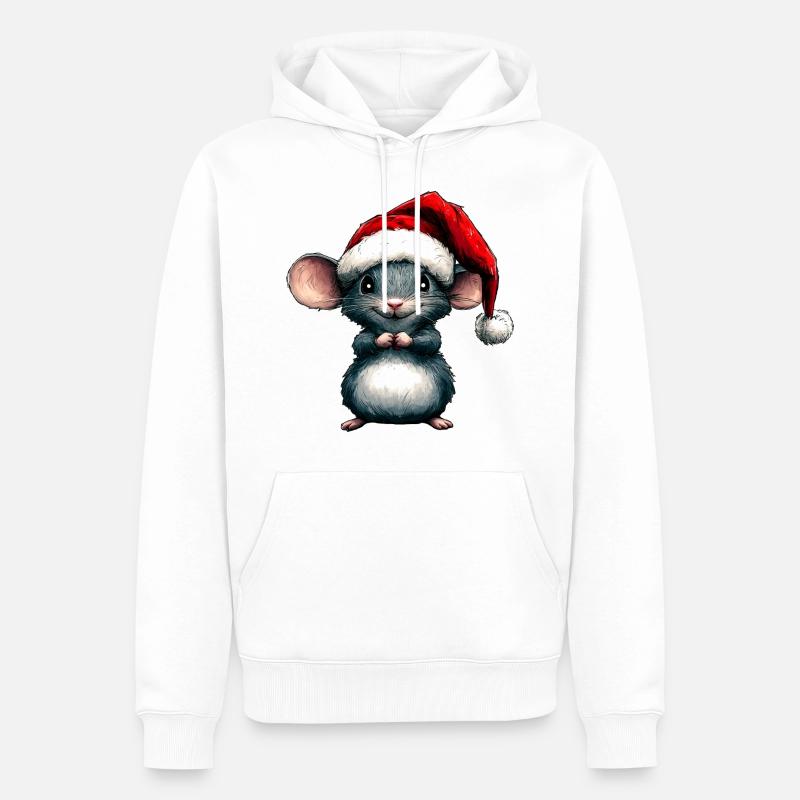 Weihnachtsmann Mäuschen - Männer Premium Bio Hoodie - Weiß