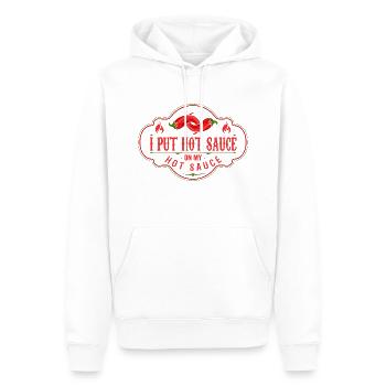 Ich gebe scharfe Soße auf meine scharfe Soße lustiger Essensliebhaber - Männer Premium Bio Hoodie - Weiß - Vorne - Nico (187cm)