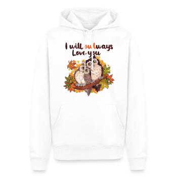 I will owlways love you - Niedliche Eulen Herbst - Männer Premium Bio Hoodie - Weiß - Vorne - Nico (187cm)