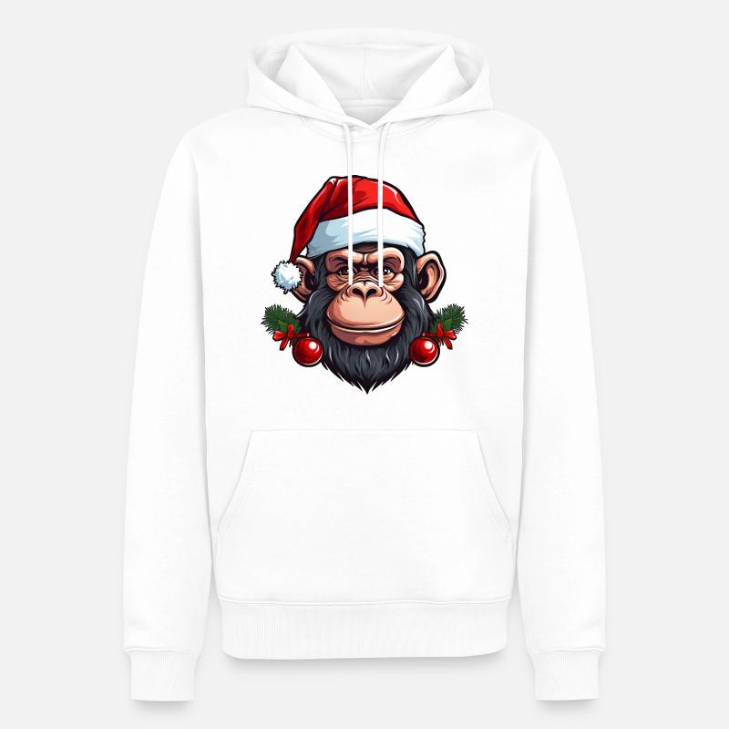 Noël singe - Sweat à capuche Premium bio Homme - blanc