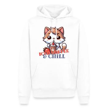 Eiskaffee Katzen Kawaii kitten Iced coffee chill - Männer Premium Bio Hoodie - Weiß - Vorne - Nico (187cm)