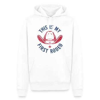 Das ist mein erstes Rodeo - Männer Premium Bio Hoodie - Weiß - Vorne - Nico (187cm)