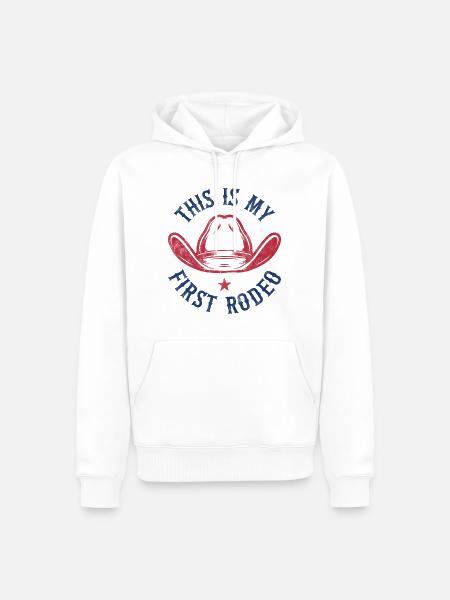 This is my First Rodeo - Men’s Premium Organic Hoodie - white