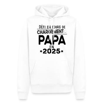 2025 Papa Bébé Naissance Père Cadeau Humour - Sweat à capuche Premium bio Homme - blanc - Devant - Nico (187cm)