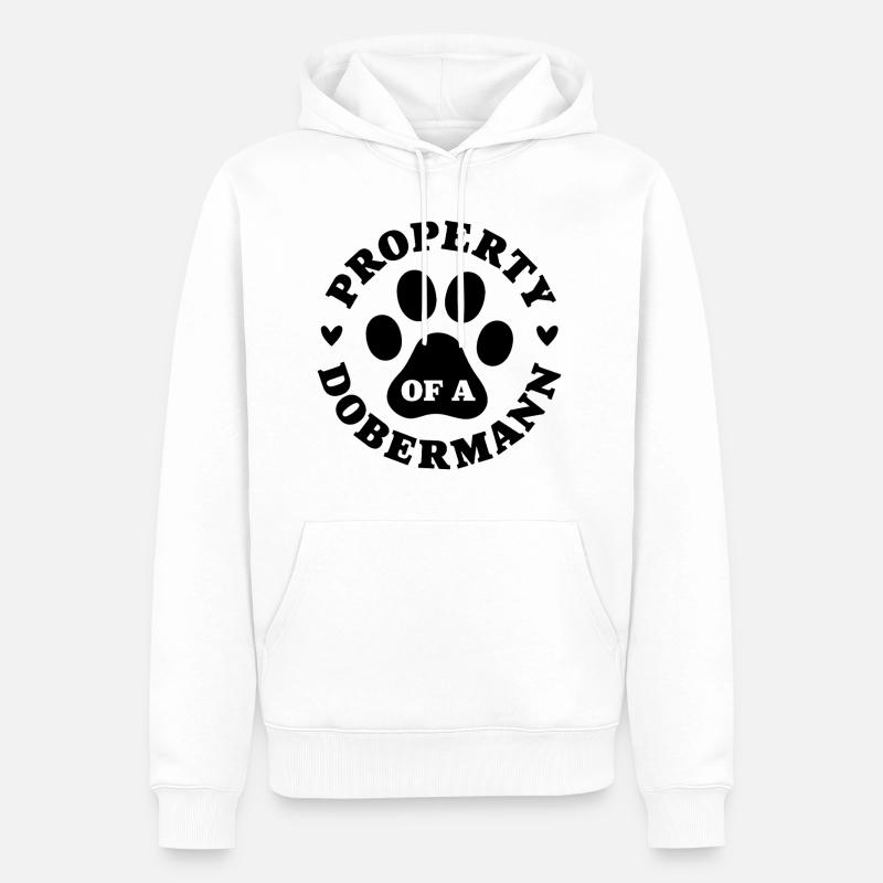 Propriété d’un Dobermann - Sweat à capuche Premium bio Homme - blanc
