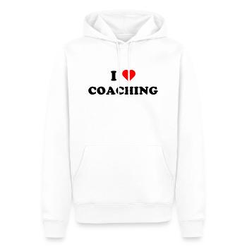 I LOVE COACHING (schwarz) - Männer Premium Bio Hoodie - Weiß - Vorne - Nico (187cm)