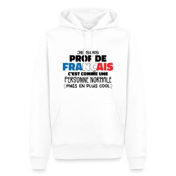 Je Suis Prof De Français Cadeau Prof - Sweat à capuche Premium bio Homme - blanc - Devant - Nico (187cm)